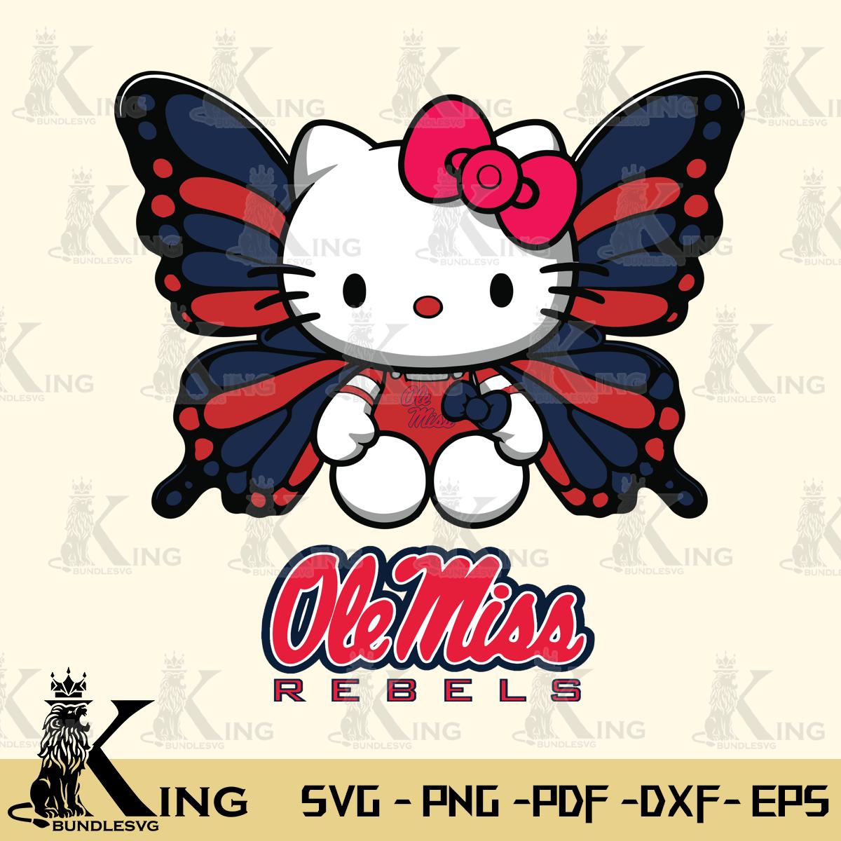 Ole Miss Rebels Butterfly Kitty Delight Svg Eps Dxf Png File, Digital Download