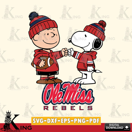 Ole Miss Rebels CharlieBrown Football Fist Bump SVG, Cricut, Cut file  , Digital Download , Instant Download, Peanuts svg, NCAA svg, Football svg, Sport svg