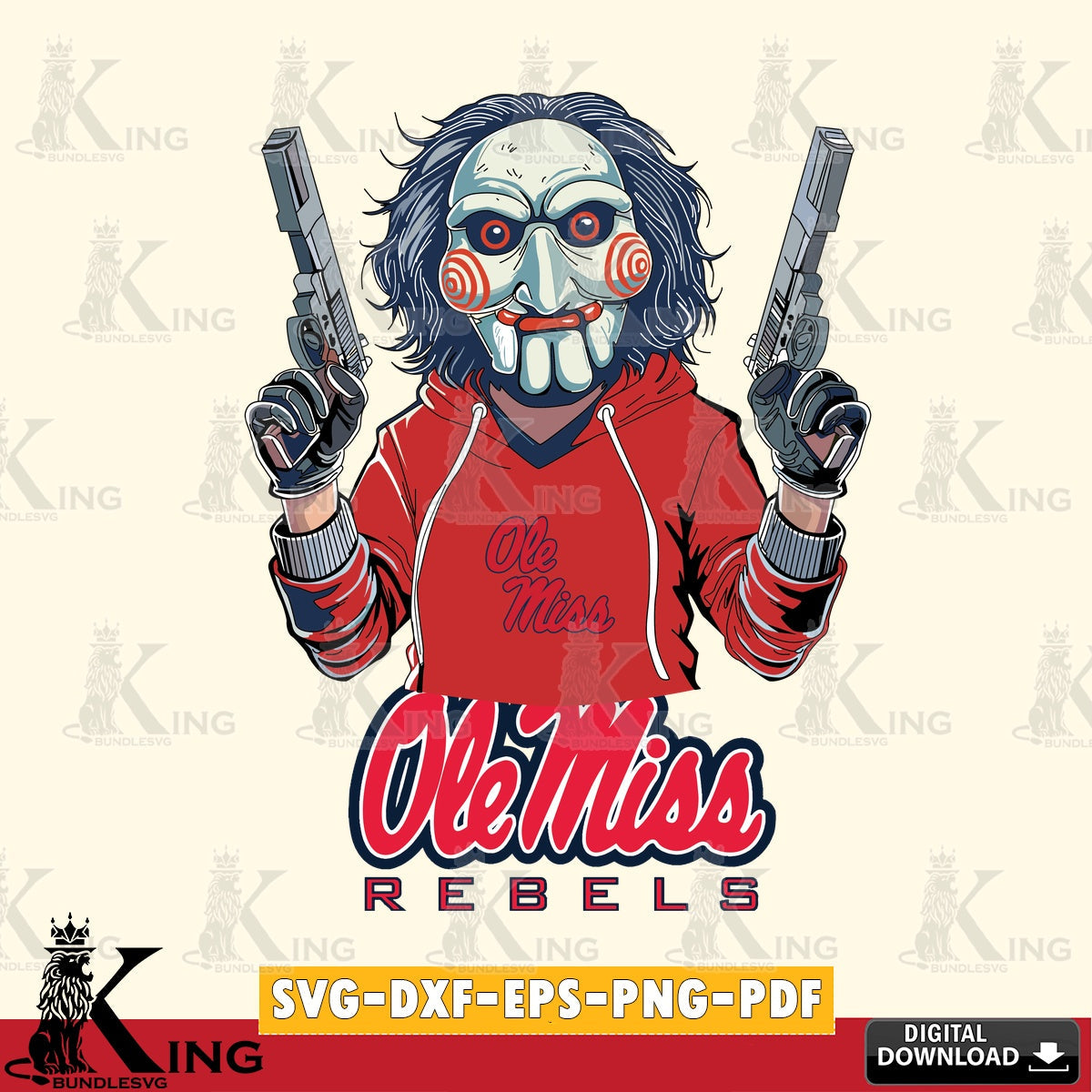 Vector design showing Ole Miss Rebels Jigsaw Billy Football, NCAA file cut, SVG PNG design suitable for Glowforge and laser