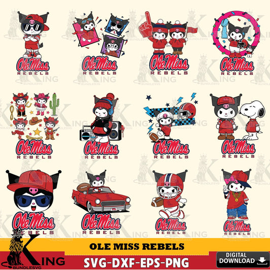 Ole Miss Rebels Kuromi Football Jersey NCAA Bundle SVG file, Cricut, Cut file  , Digital Download , Instant Download, Sanrio svg, Clipart