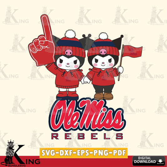 Ole Miss Rebels Kuromi rugby Fan SVG file, Cricut, Cut file  , Digital Download , Instant Download, Sanrio svg, Clipart