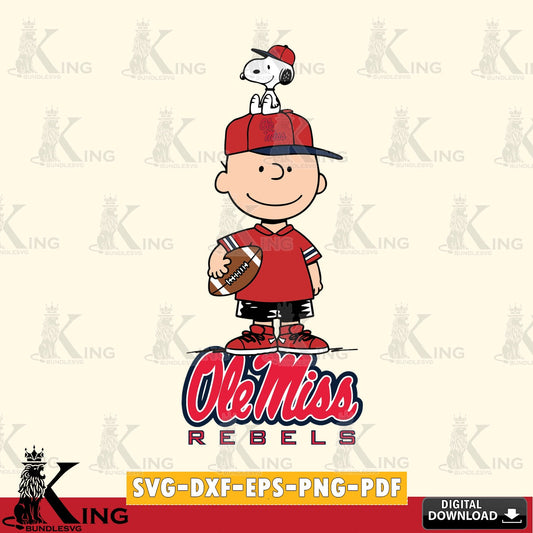 Ole Miss Rebels Peanuts Football Rugby SVG, Cricut, Cut file  , Digital Download , Instant Download, Peanuts svg, NCAA svg, Football svg, Sport svg
