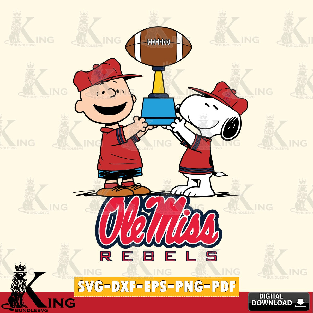 Ole Miss Rebels Peanuts Football Trophy SVG, Cricut, Cut file  , Digital Download , Instant Download, Peanuts svg, NCAA svg, Football svg, Sport svg