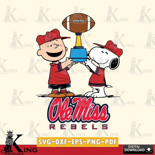 Ole Miss Rebels Peanuts Football Trophy SVG, Cricut, Cut file  , Digital Download , Instant Download, Peanuts svg, NCAA svg, Football svg, Sport svg