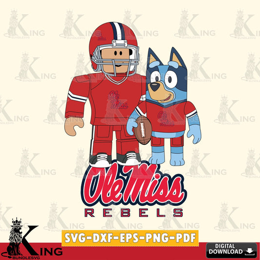 Ole Miss Rebels Roblox & Bluey Football SVG file , NCAA Cricut,  File cut , Digital Download , PDF File