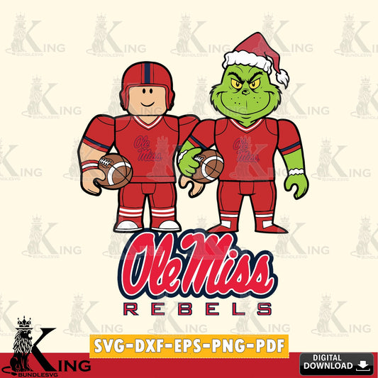 Ole Miss Rebels Roblox & Grinch Football SVG file , NCAA Cricut,  File cut , Digital Download , PDF File
