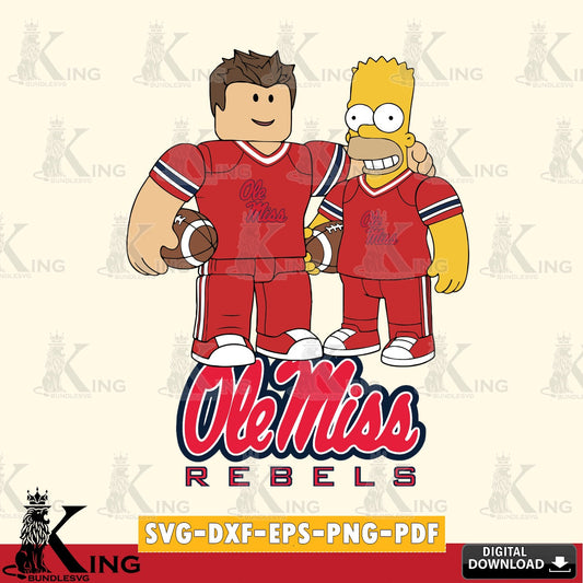 Ole Miss Rebels Roblox & Homer Simpson Football SVG file , NCAA Cricut,  File cut , Digital Download , PDF File