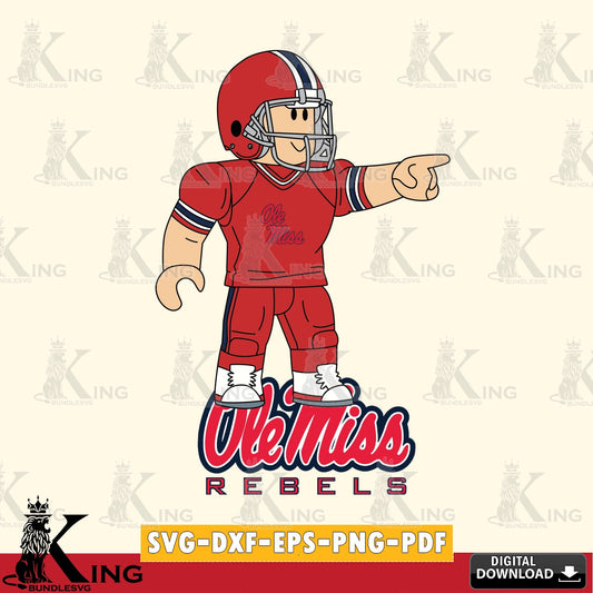 Ole Miss Rebels Roblox Player Football SVG file , NCAA Cricut,  File cut , Digital Download , PDF File