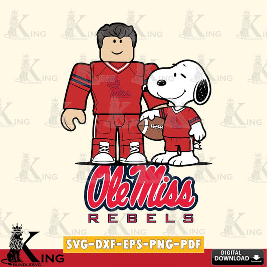 Ole Miss Rebels Roblox & Snoopy Football SVG file , NCAA Cricut,  File cut , Digital Download , PDF File