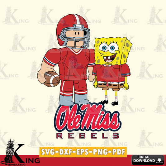 Ole Miss Rebels Roblox & Spongebob Football SVG file , NCAA Cricut,  File cut , Digital Download , PDF File