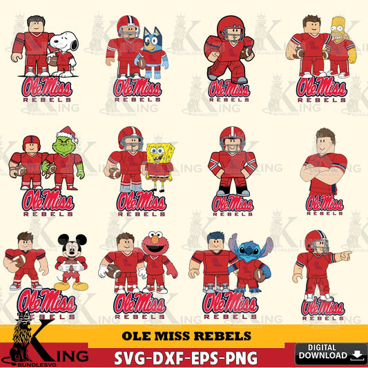 Ole Miss Rebels Roblox With Friends football NCAA Bundle SVG file , NCAA Cricut,  File cut , Digital Download , PDF File