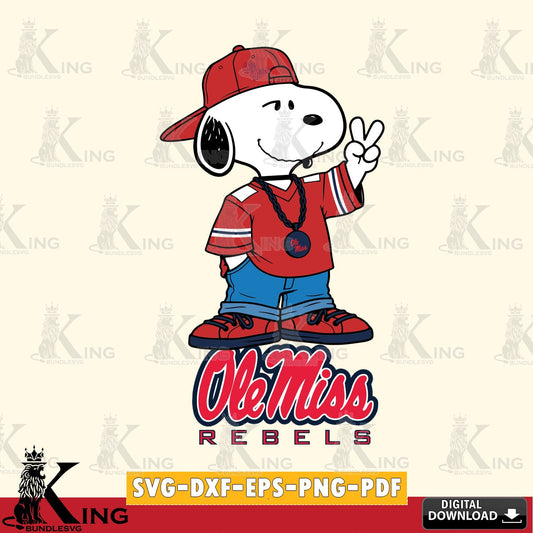 Ole Miss Rebels Snoopy Say hi SVG, Cricut, Cut file  , Digital Download , Instant Download, Peanuts svg, NCAA svg, Football svg, Sport svg
