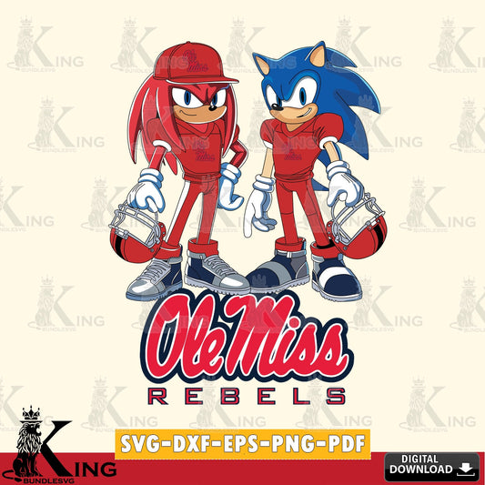 Ole Miss Rebels Sonic And Knuckles Player Football SVG file, Vector , Digital Download , PDF File , Instant Download