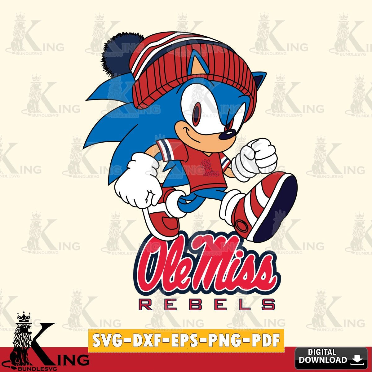 Digital clipart of Ole Miss Rebels Sonic Football, a cut file ideal for vinyl projects and T-shirt printing