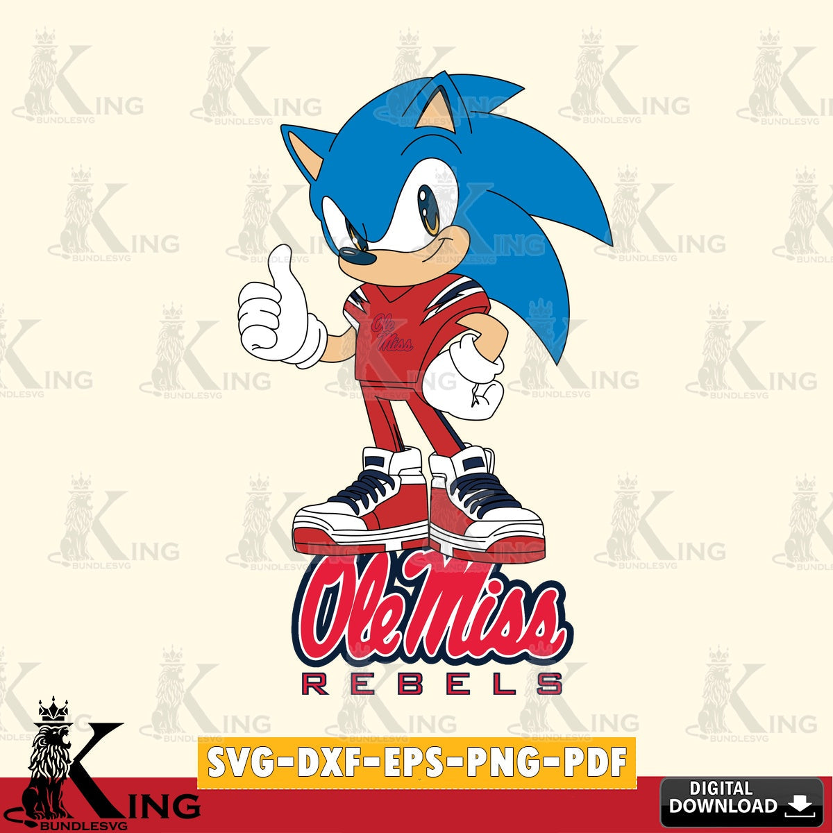 Ole Miss Rebels Sonic Like Football SVG file, Vector , Digital Download , PDF File , Instant Download