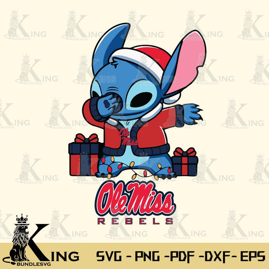 Ole Miss Rebels Stitch Merry Christmas Svg Eps Dxf Png File, Digital Download