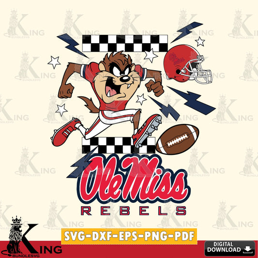Ole Miss Rebels Taz Football Lightning SVG file, Cut file  , Digital Download , Instant Download, Taz svg, NCAA svg