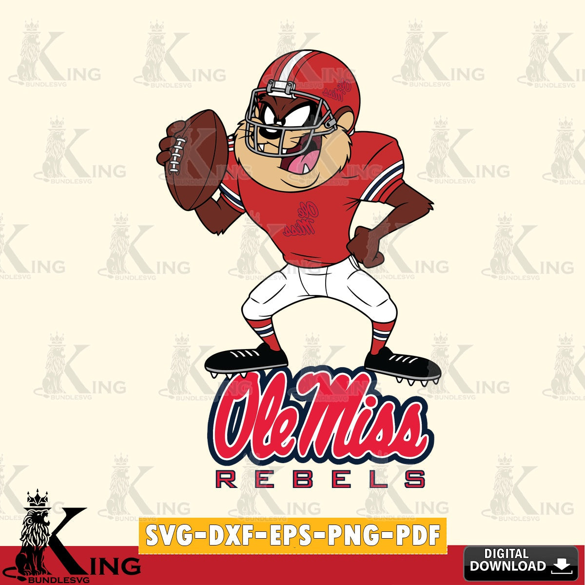 Ole Miss Rebels Taz Football Player SVG file, Cut file  , Digital Download , Instant Download, Taz svg, NCAA svg