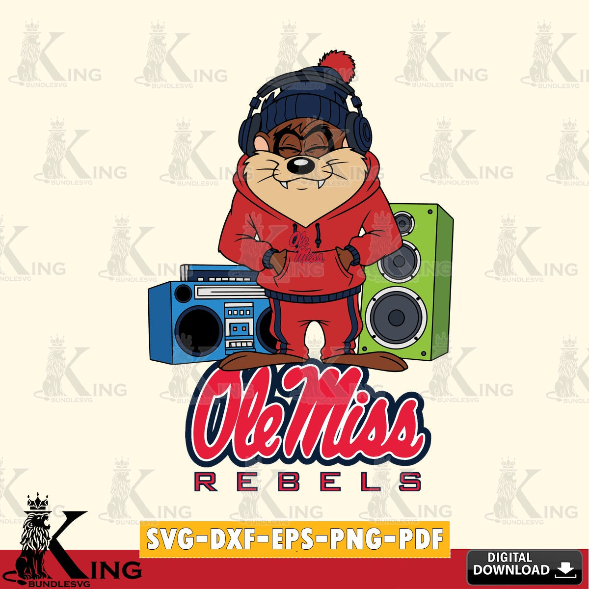 Ole Miss Rebels Taz Hip Hop SVG file, Cut file  , Digital Download , Instant Download, Taz svg, NCAA svg