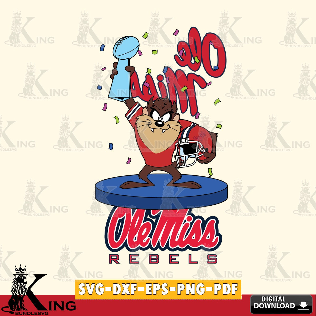 Ole Miss Rebels Taz Trophy Podium SVG file, Cut file  , Digital Download , Instant Download, Taz svg, NCAA svg
