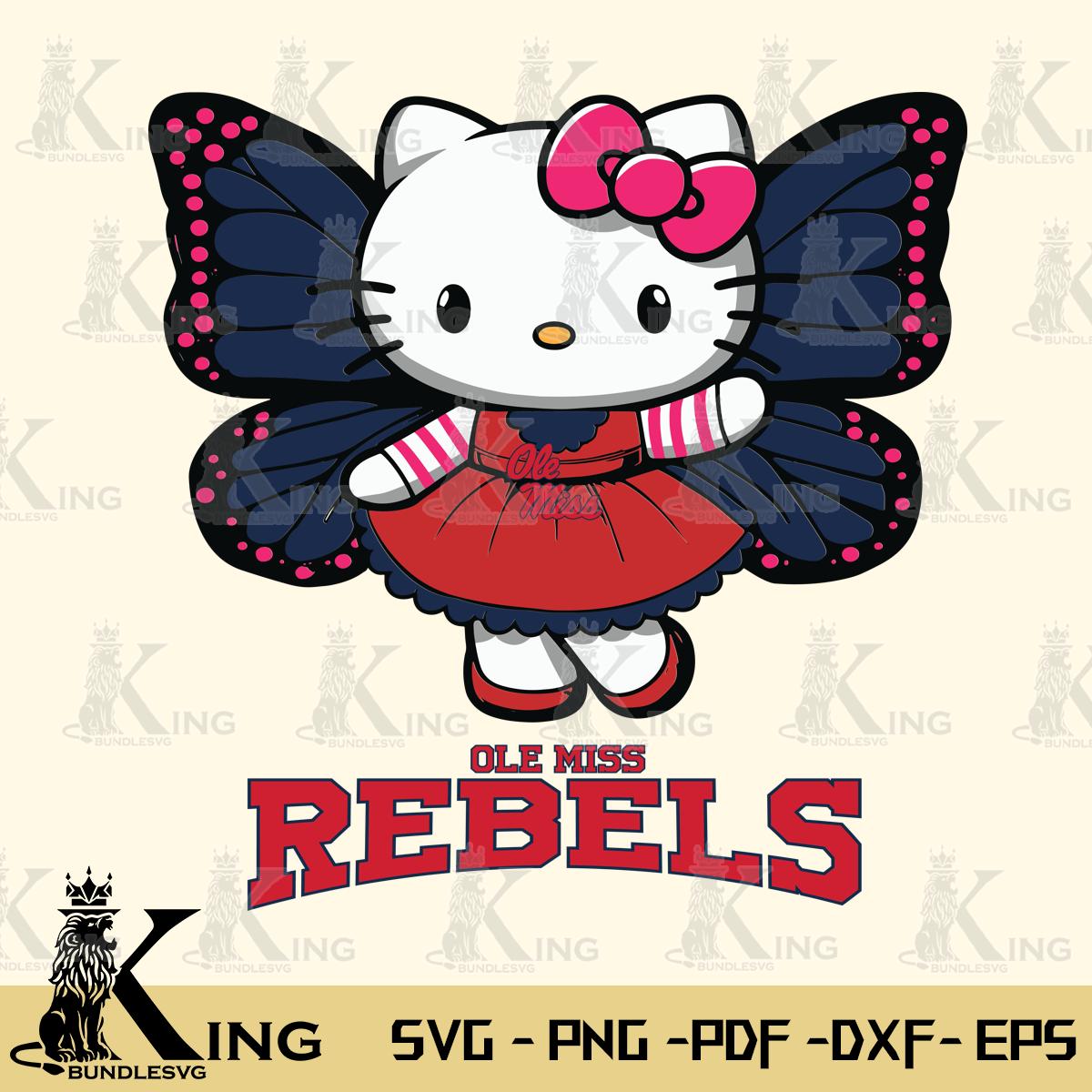 Ole Miss Rebels Whimsical Kitty Wings Svg Eps Dxf Png File, Digital Download