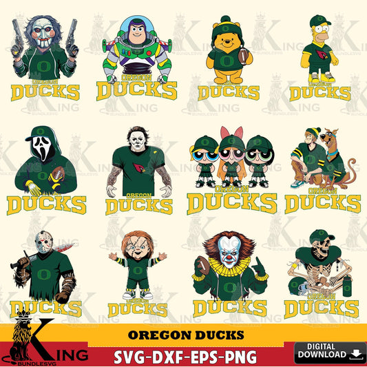 Complete bundle for Oregon Ducks Cartoon Football NCAA cut file, digital download for Cricut Maker and paper crafts