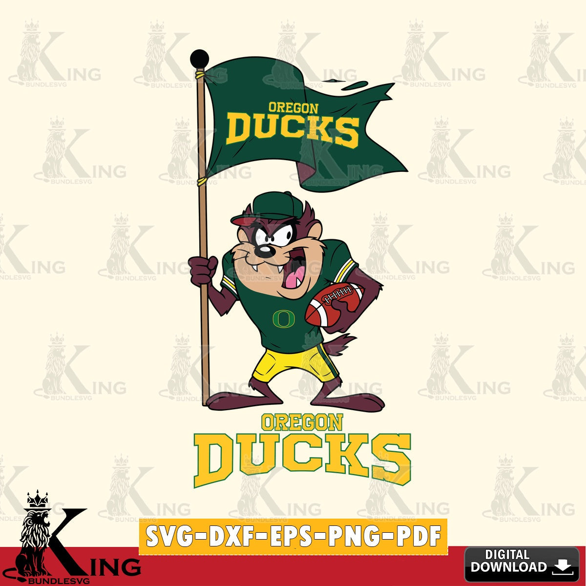 Oregon Ducks Football Taz Flag Art SVG file, Cut file  , Digital Download , Instant Download, Taz svg, NCAA svg