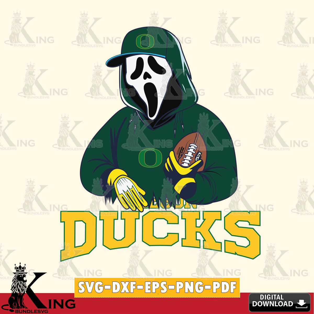 Digital download featuring an Oregon Ducks Ghostface Scream football player, a digital file for silhouette cameo and cricut