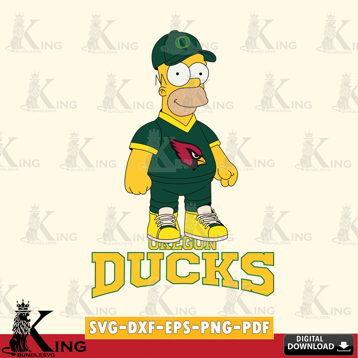 Digital download featuring an Oregon Ducks Homer Simpson football design, vector art for engraving, cutting, and printing.