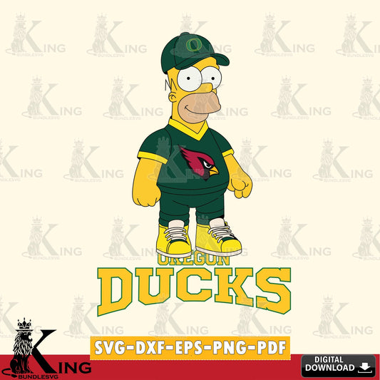 Digital download featuring an Oregon Ducks Homer Simpson football design, vector art for engraving, cutting, and printing.