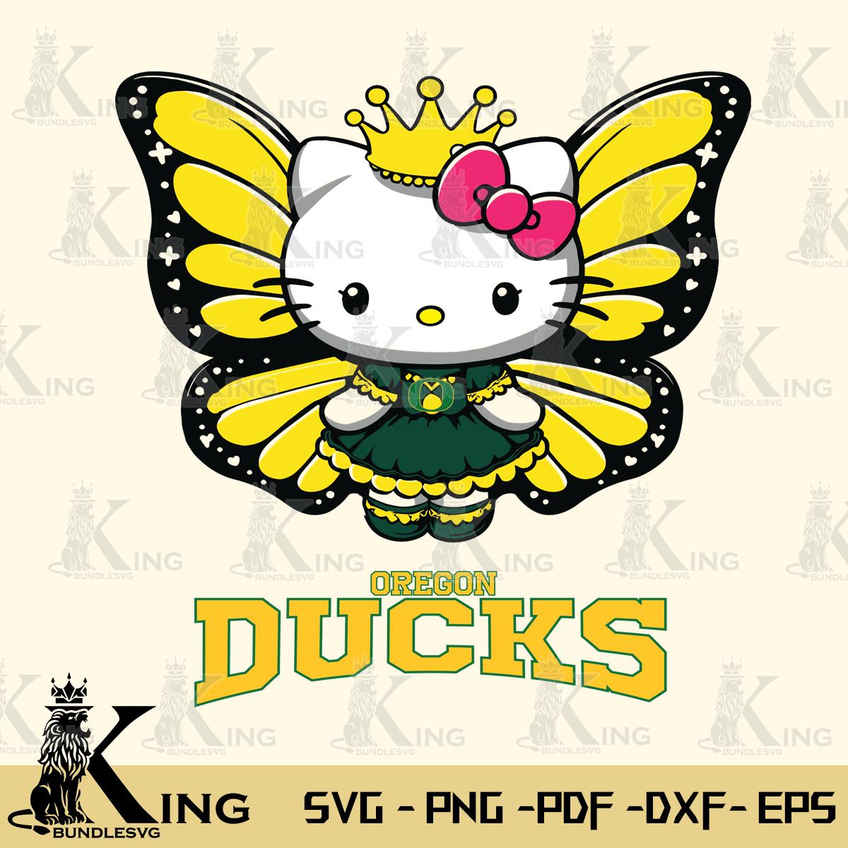 Oregon Ducks Kitty Wings & Flowers Svg Eps Dxf Png File, Digital Download