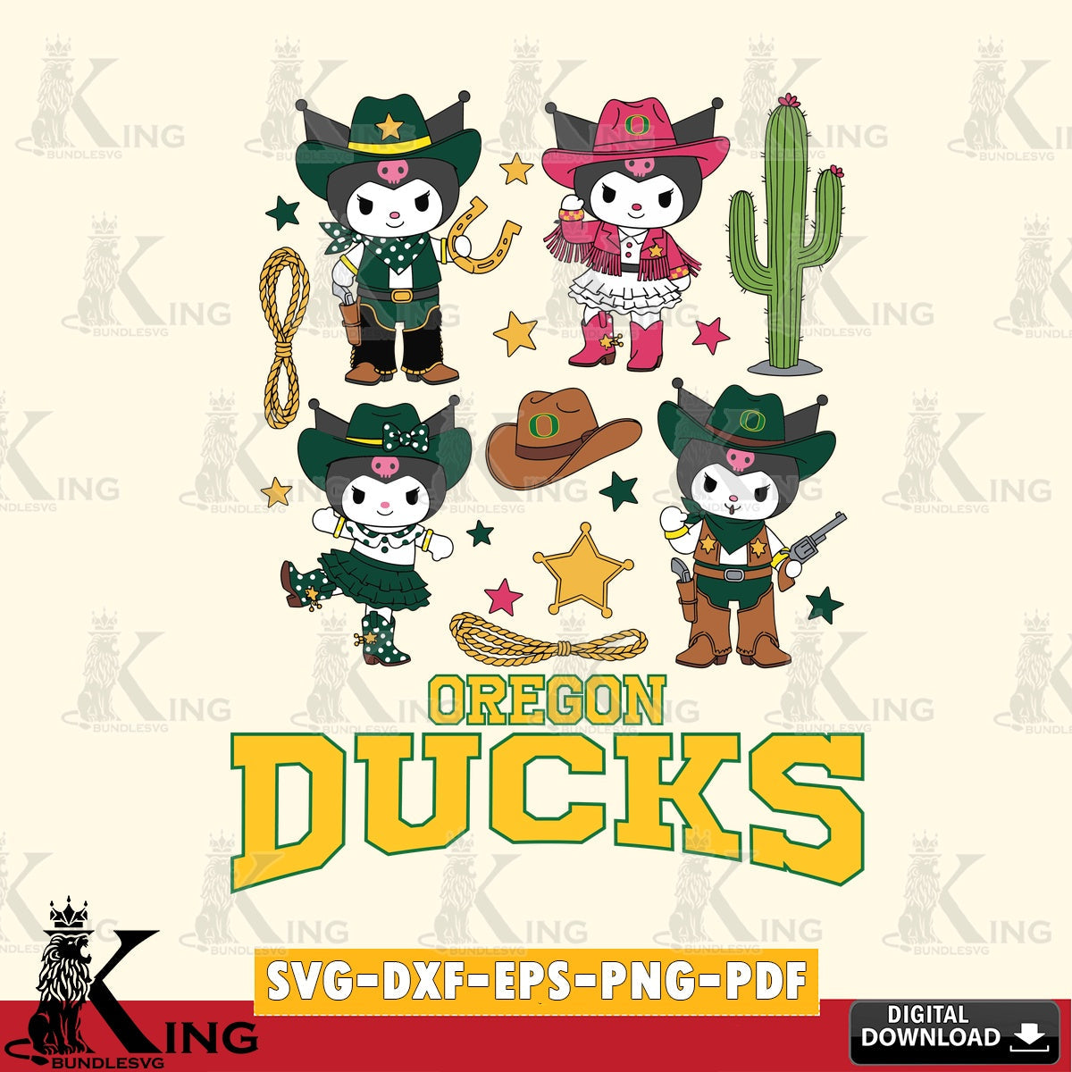 Oregon Ducks Kuromi Cowboy Western SVG file, Cricut, Cut file  , Digital Download , Instant Download, Sanrio svg, Clipart