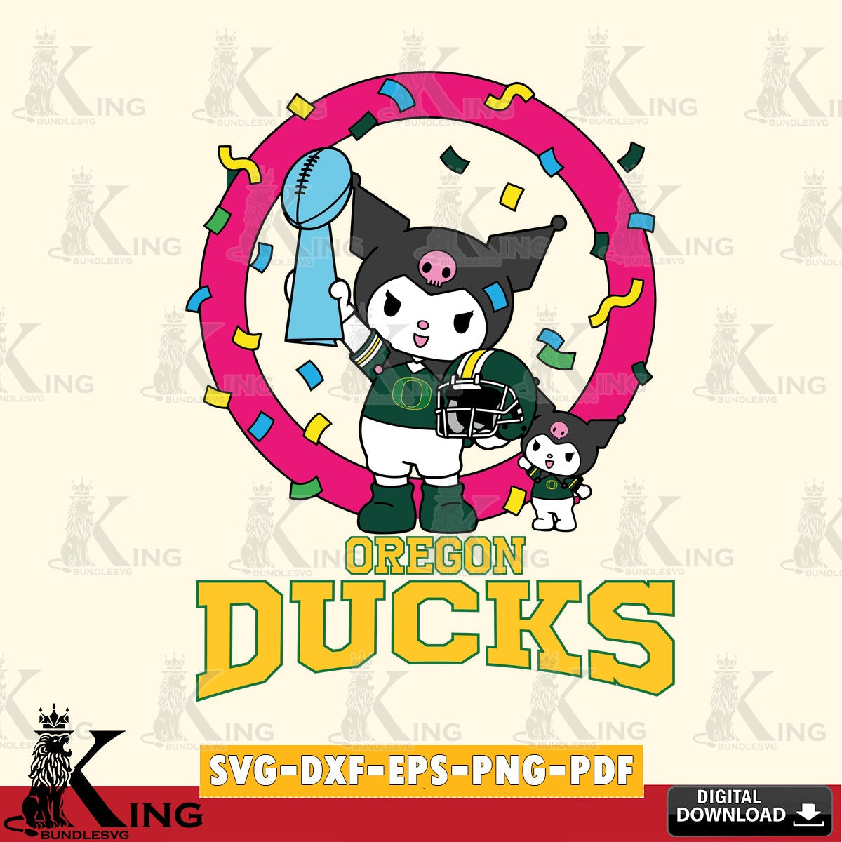 Oregon Ducks Kuromi Football Champion SVG file, Cricut, Cut file  , Digital Download , Instant Download, Sanrio svg, Clipart