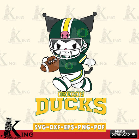 Oregon Ducks Kuromi Football Run SVG file, Cricut, Cut file  , Digital Download , Instant Download, Sanrio svg, Clipart