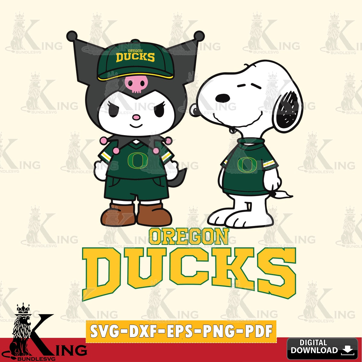 Oregon Ducks Kuromi Snoopy Football SVG file, Cricut, Cut file  , Digital Download , Instant Download, Sanrio svg, Clipart