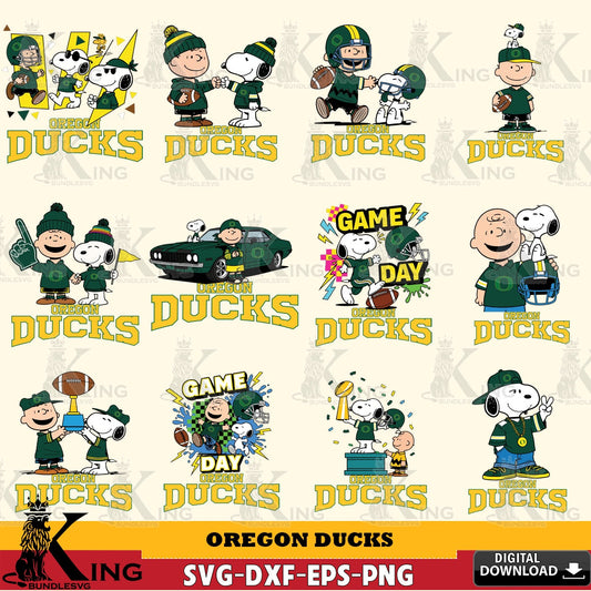 Oregon Ducks Peanuts Football NCAA Bundle SVG, Cricut, Cut file  , Digital Download , Instant Download, Peanuts svg, NCAA svg, Football svg, Sport svg