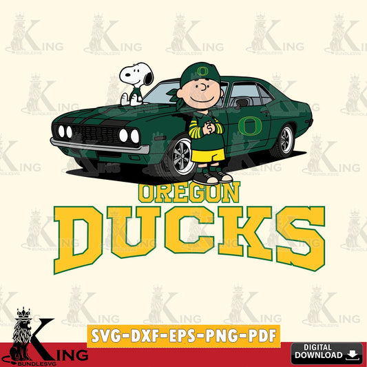 Oregon Ducks Peanuts Muscle Car SVG, Cricut, Cut file  , Digital Download , Instant Download, Peanuts svg, NCAA svg, Football svg, Sport svg