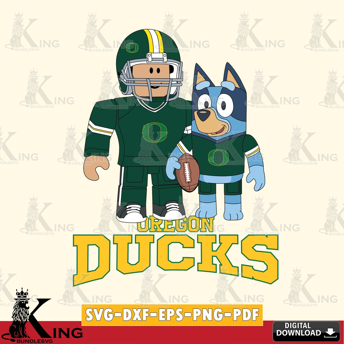 Oregon Ducks Roblox & Bluey Football SVG file , NCAA Cricut,  File cut , Digital Download , PDF File