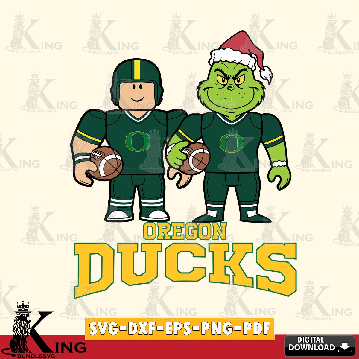 Oregon Ducks Roblox & Grinch Football SVG file , NCAA Cricut,  File cut , Digital Download , PDF File