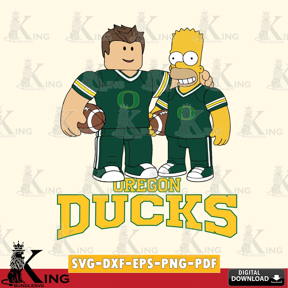 Oregon Ducks Roblox & Homer Simpson Football SVG file , NCAA Cricut,  File cut , Digital Download , PDF File