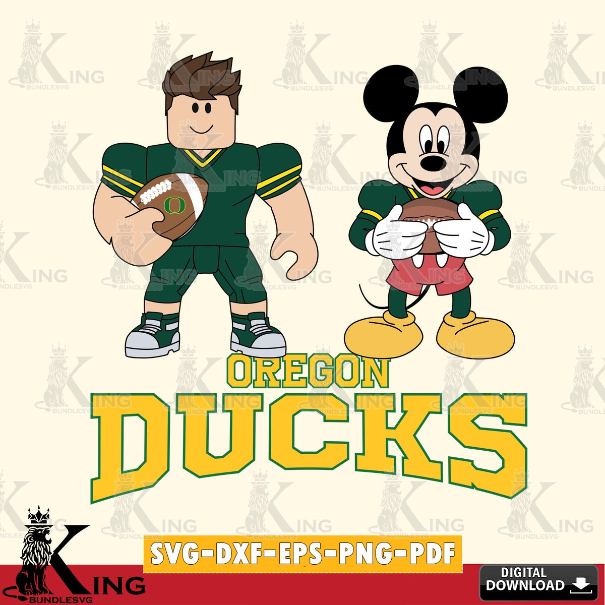 Oregon Ducks Roblox & Mickey Football SVG file , NCAA Cricut,  File cut , Digital Download , PDF File