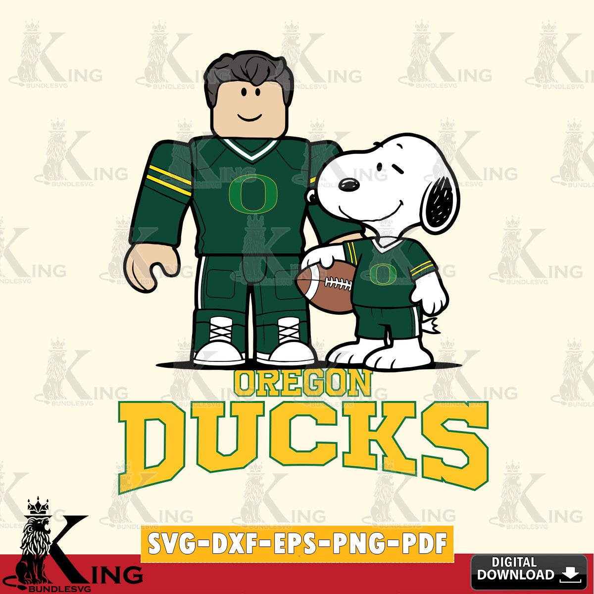 Oregon Ducks Roblox & Snoopy Football SVG file , NCAA Cricut,  File cut , Digital Download , PDF File