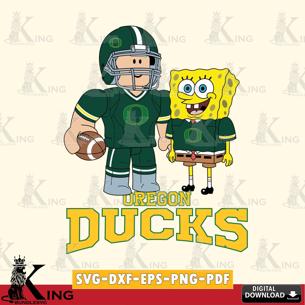 Oregon Ducks Roblox & Spongebob Football SVG file , NCAA Cricut,  File cut , Digital Download , PDF File