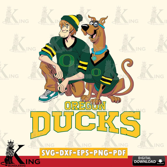 Printable art of Oregon Ducks Shaggy and Scooby Doo football NCAA file cut, digital download SVG PNG design suitable for