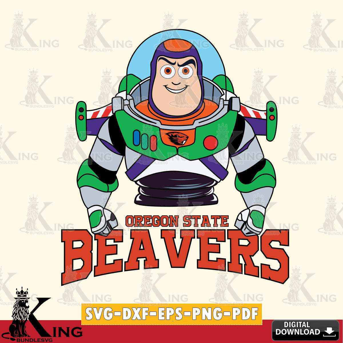 Stylish representation of Oregon State Beavers Buzz Lightyear Football, a digital clipart compatible with laser engraving and