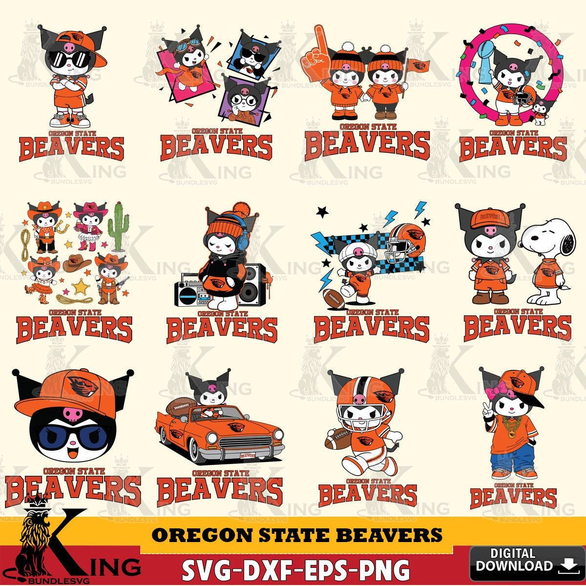 Oregon State Beavers Kuromi Football Jersey NCAA Bundle SVG file, Cricut, Cut file  , Digital Download , Instant Download, Sanrio svg, Clipart