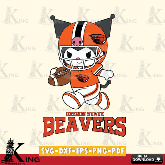 Oregon State Beavers Kuromi Football Run SVG file, Cricut, Cut file  , Digital Download , Instant Download, Sanrio svg, Clipart