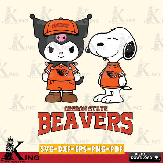 Oregon State Beavers Kuromi Snoopy Football SVG file, Cricut, Cut file  , Digital Download , Instant Download, Sanrio svg, Clipart