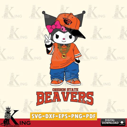 Oregon State Beavers Kuromi Streetwear Style SVG file, Cricut, Cut file  , Digital Download , Instant Download, Sanrio svg, Clipart