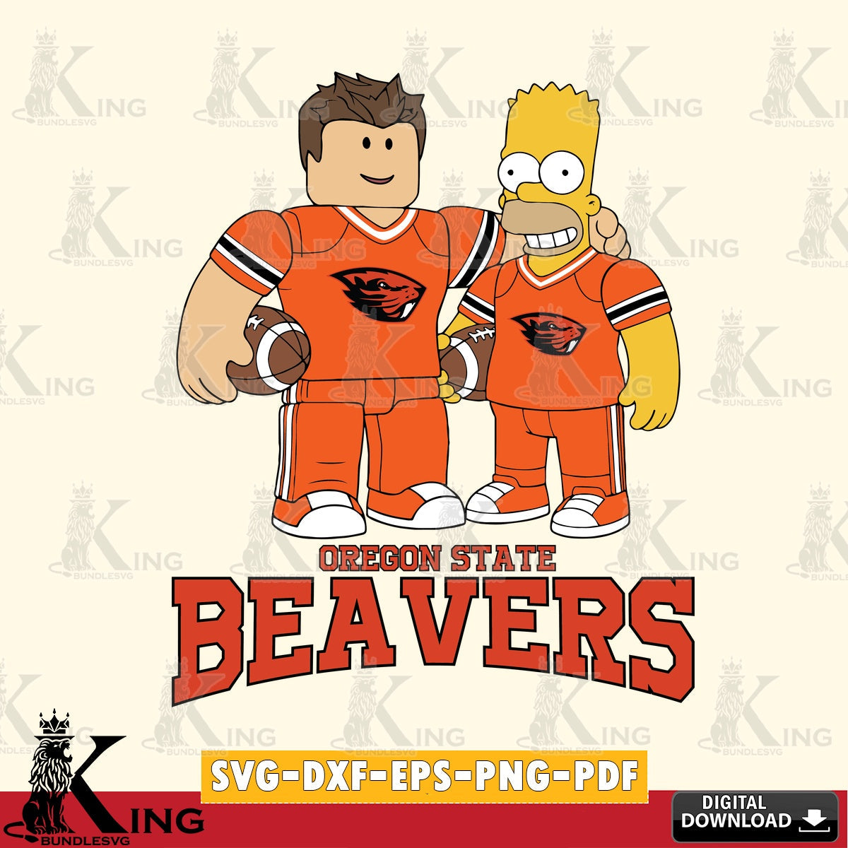 Oregon State Beavers Roblox & Homer Simpson Football SVG file , NCAA Cricut,  File cut , Digital Download , PDF File